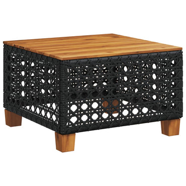 vidaXL Table de jardin noire 55x55x36 cm rotin synthétique et bois d'acacia