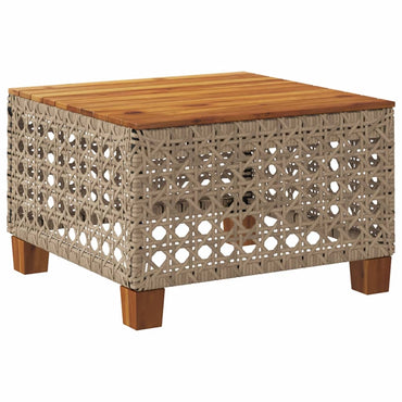 vidaXL Gartentisch Beige 55x55x36 cm Poly Rattan Akazienholz