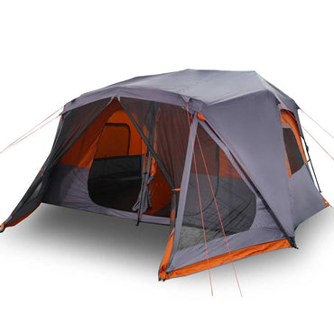 vidaXL Familienzelt 10 Personen Grau Orange Quick Release Wasserdicht