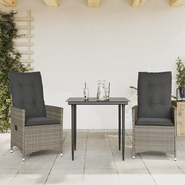 vidaXL Fauteuils de jardin avec coussins 2 pcs Résine tressée Gris Réglable