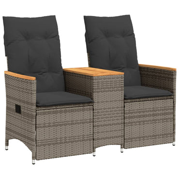 vidaXL Canapé de jardin 2 places réglable avec table Gris résine tressée