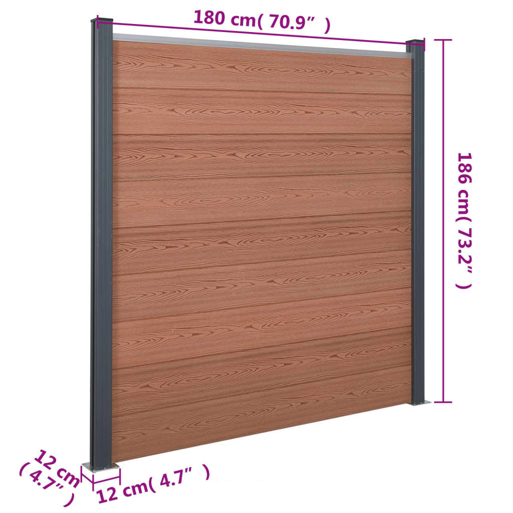 vidaXL Zaunelement-Set Braun 180x186 cm WPC