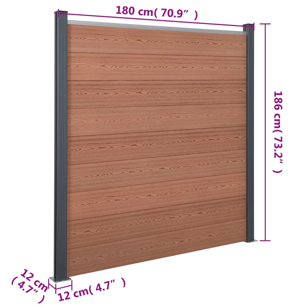 vidaXL Zaunelement-Set Braun 699x186 cm WPC