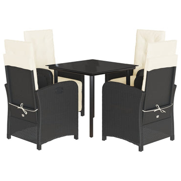 vidaXL 5-tlg. Garten-Essgruppe mit Kissen Schwarz Poly Rattan
