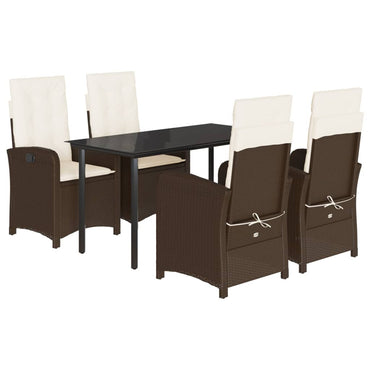 vidaXL Ensemble repas de jardin 5 pcs avec coussins résine tressée marron