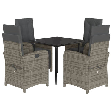 vidaXL 5-tlg. Garten-Essgruppe mit Kissen Grau Poly Rattan