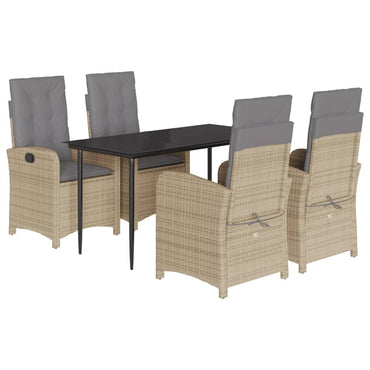 vidaXL 5-tlg. Garten-Essgruppe mit Kissen Beigemischung Poly Rattan
