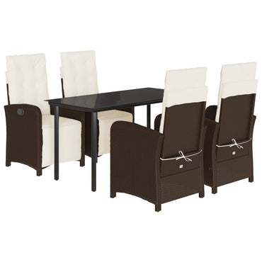 vidaXL Ensemble repas de jardin 5 pcs avec coussins résine tressée marron