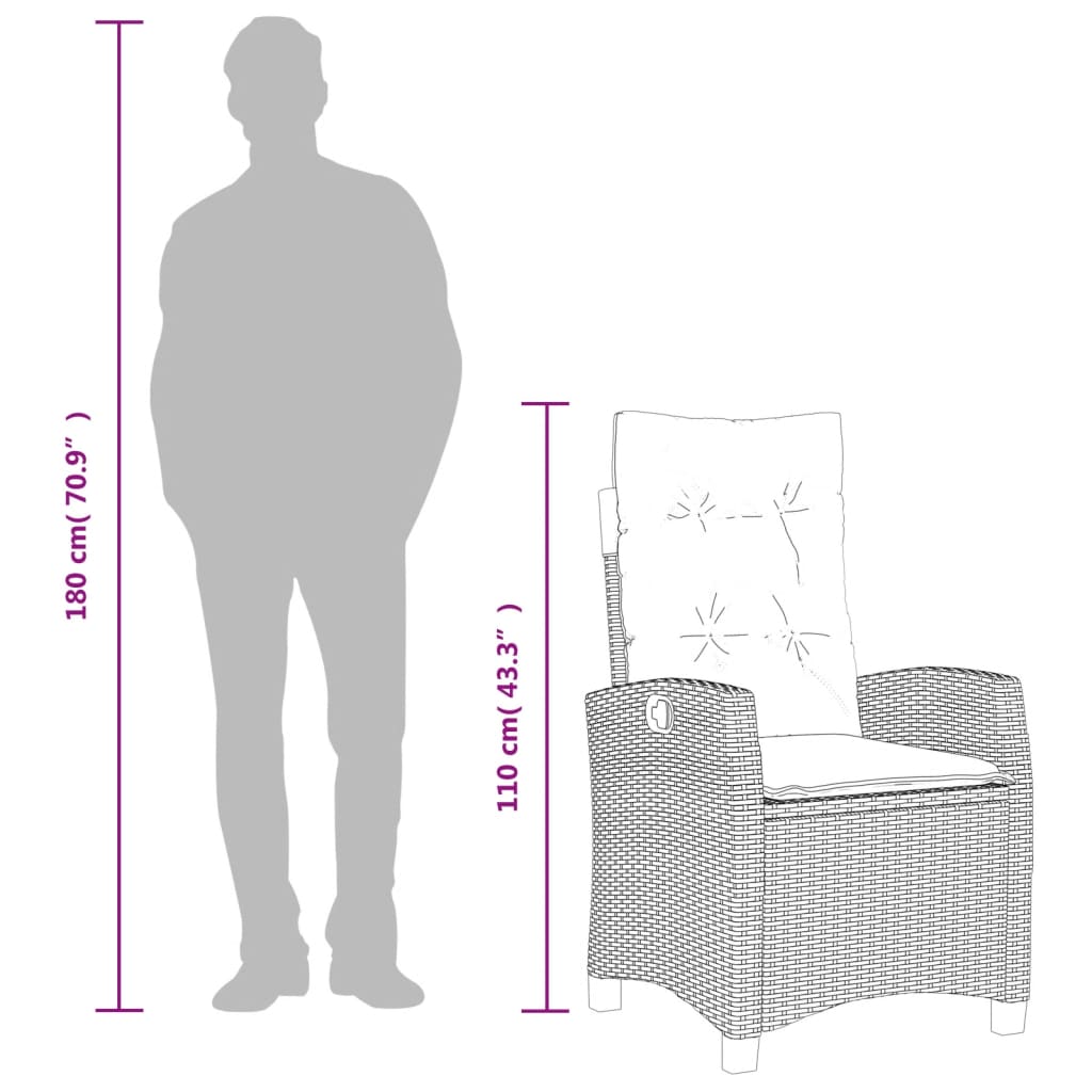 9-tlg. Garten-Essgruppe mit Kissen Grau Poly Rattan