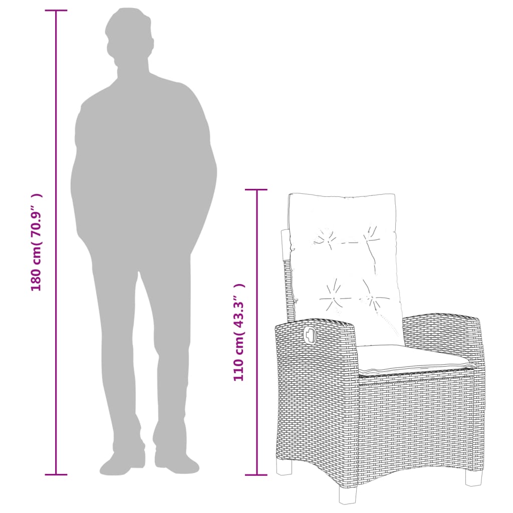 9-tlg. Garten-Essgruppe mit Kissen Grau Poly Rattan