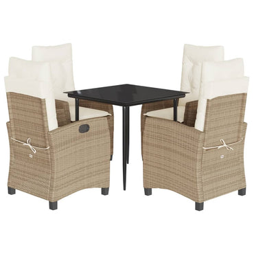 vidaXL 5-tlg. Garten-Essgruppe mit Kissen Beige Poly Rattan