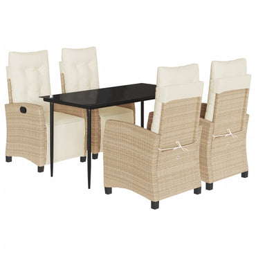 vidaXL 5-tlg. Garten-Essgruppe mit Kissen Beige Poly Rattan
