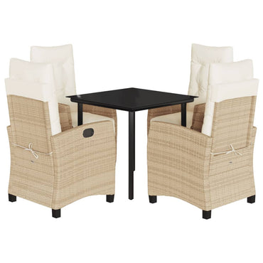 vidaXL 5-tlg. Garten-Essgruppe mit Kissen Beige Poly Rattan