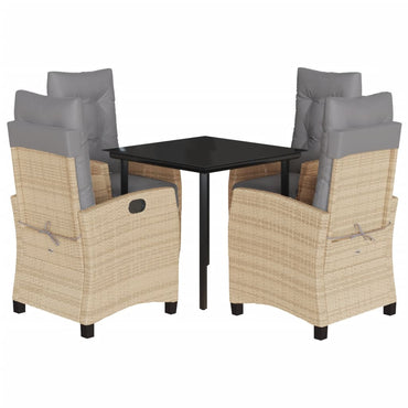 vidaXL 5-tlg. Garten-Essgruppe mit Kissen Beigemischung Poly Rattan