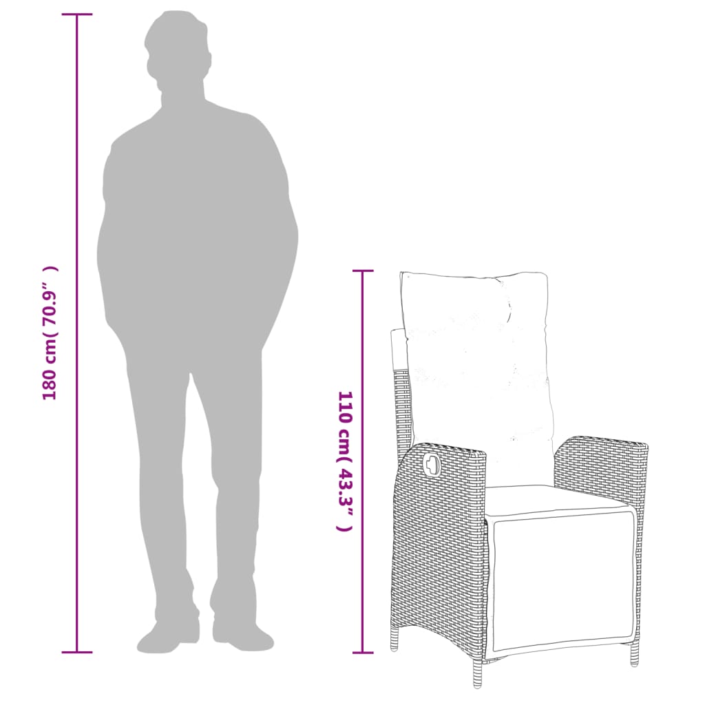 vidaXL 5-tlg. Garten-Essgruppe mit Kissen Schwarz Poly Rattan