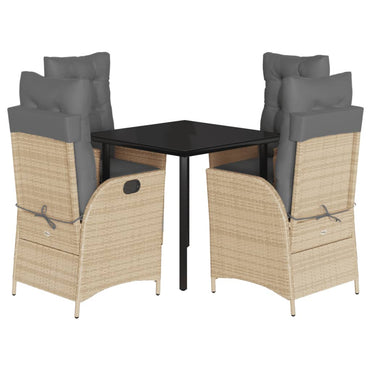 vidaXL 5-tlg. Garten-Essgruppe mit Kissen Beigemischung Poly Rattan