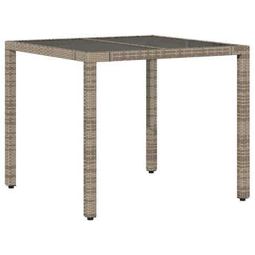 vidaXL Table de jardin avec plateau en verre gris 90x90x75 cm résine tressée