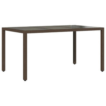 vidaXL Table de jardin avec plateau en verre marron 150x90x75 cm en résine tressée