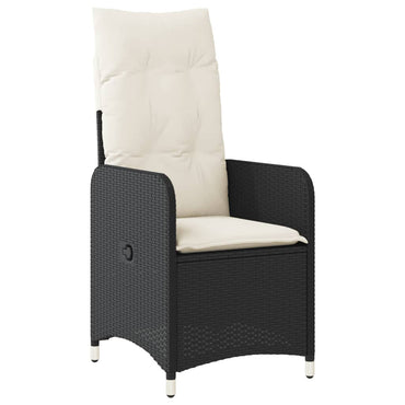 vidaXL Gartensessel Verstellbar mit Kissen Schwarz Poly Rattan