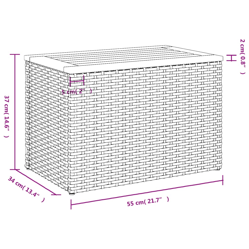 vidaXL Garten-Beistelltische 2 Stk Schwarz 55x34x37cm Poly Rattan Holz