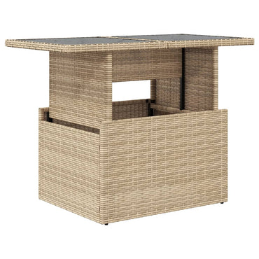 vidaXL Table de jardin avec plateau en verre Beige 100x55x73 cm Résine tressée