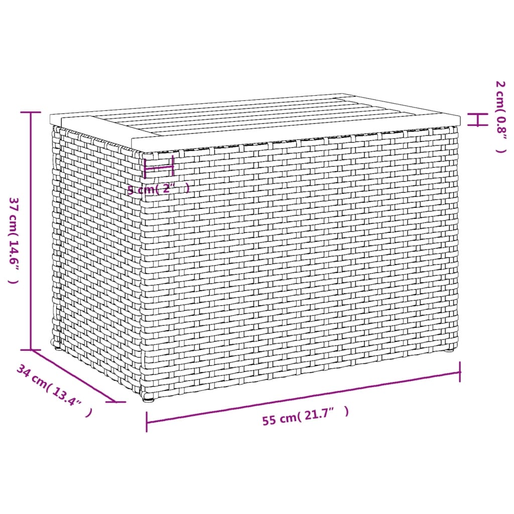 vidaXL Tables d'appoint de jardin 2 pcs Beige 55x34x37 cm Résine tressée Bois