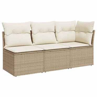 vidaXL Canapé de jardin 3 places avec coussins en polyrotin beige