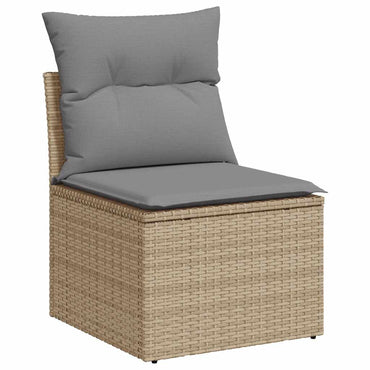 vidaXL Canapé de jardin sans accoudoirs avec coussins Beige Résine tressée