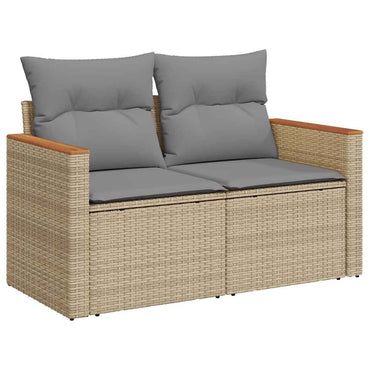 vidaXL Canapé de jardin 2 places avec coussins en résine tressée beige