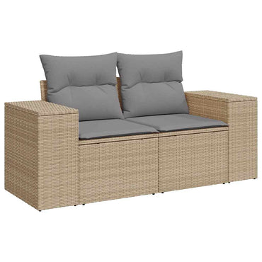 vidaXL Canapé de jardin 2 places avec coussins en résine tressée beige