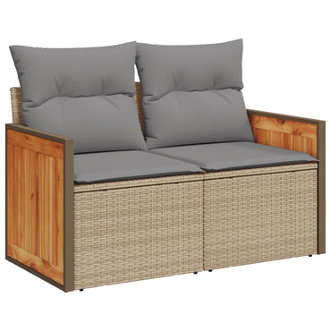 vidaXL Canapé de jardin 2 places avec coussins en résine tressée beige
