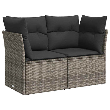 vidaXL Canapé de jardin 2 places avec coussins Gris résine tressée
