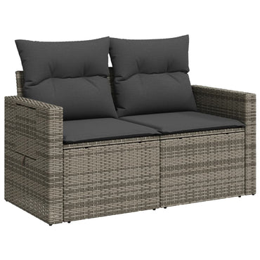 vidaXL Canapé de jardin 2 places avec coussins Gris résine tressée
