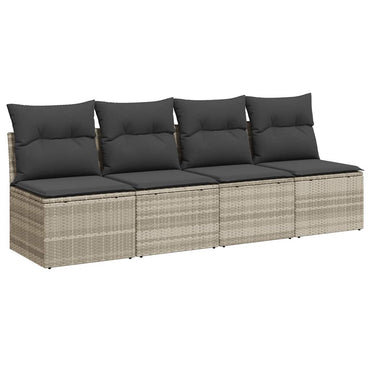 vidaXL Canapé de jardin 4 places avec coussins gris clair en résine tressée