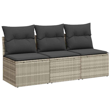 vidaXL Canapé de jardin 3 places avec coussins gris clair en résine tressée