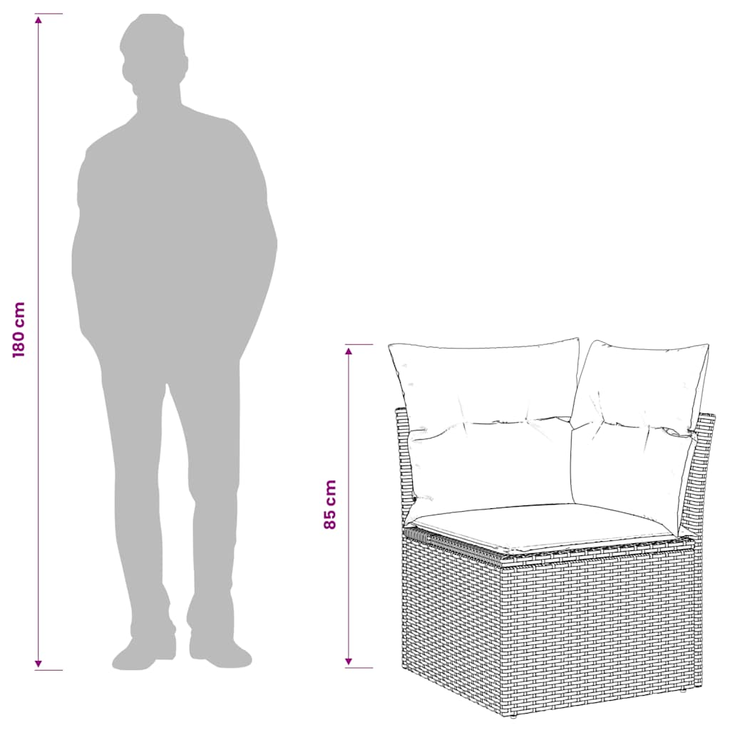 vidaXL Garten-Ecksofa mit Kissen Braun Poly Rattan