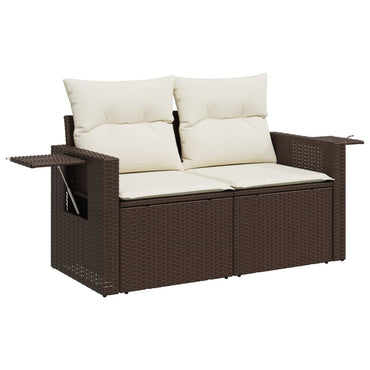 vidaXL Canapé de jardin 2 places avec coussins en résine tressée marron