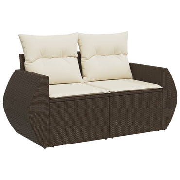 vidaXL Canapé de jardin 2 places avec coussins en résine tressée marron