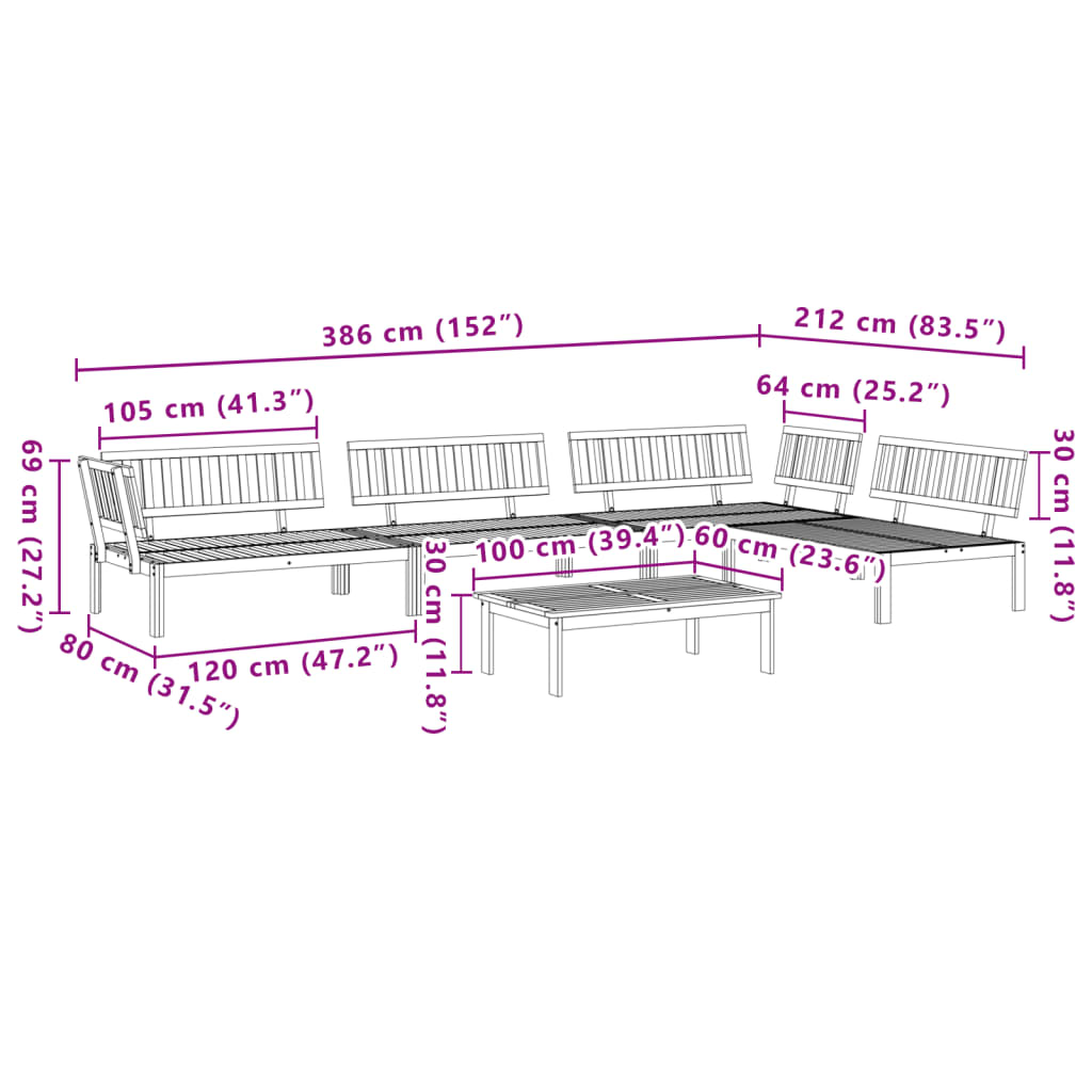 vidaXL Ensemble de canapé de jardin 5 pièces en bois de palette d'acacia massif