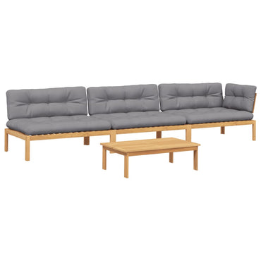 vidaXL Salon de jardin 4 pièces en palettes avec coussins Bois d'acacia
