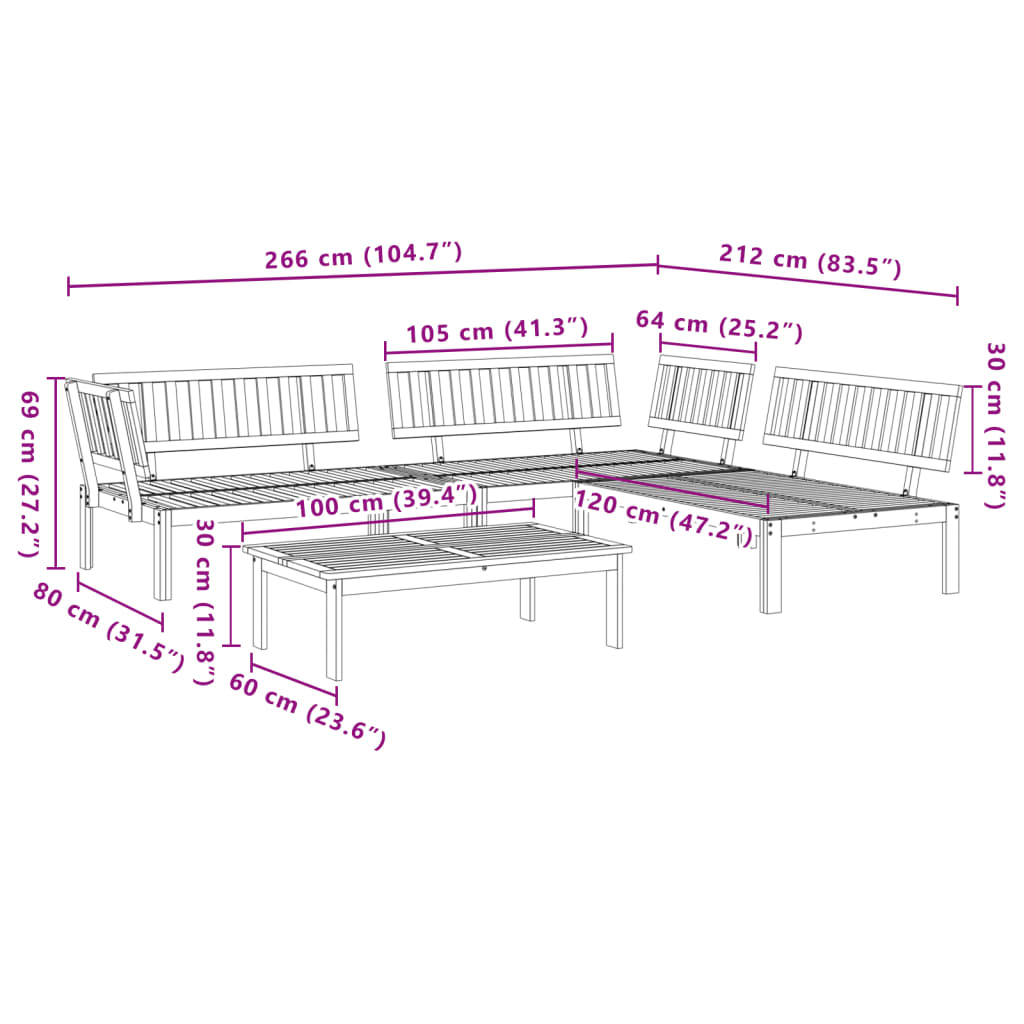 vidaXL Ensemble de canapés de jardin 4 pièces en palettes bois d'acacia massif