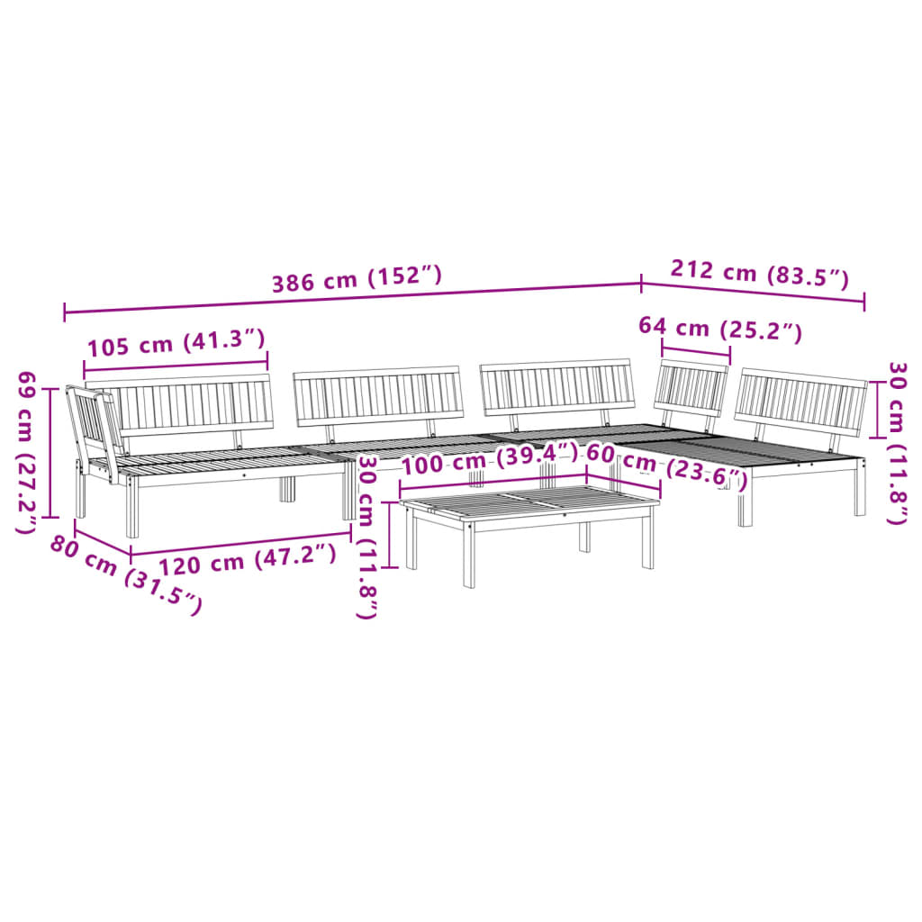 vidaXL Ensemble de canapé de jardin 5 pièces en bois de palette d'acacia massif