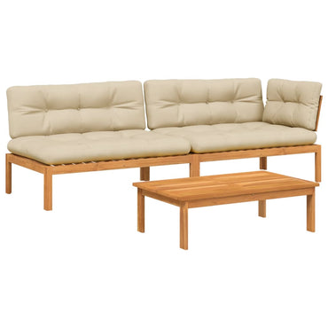 vidaXL Ensemble de canapés de jardin 3 pcs avec coussins en bois d'acacia