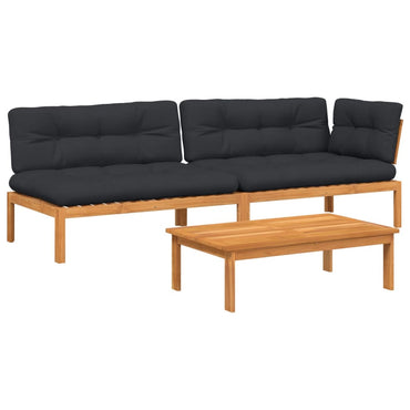 vidaXL Salon de jardin 3 pièces en palettes avec coussins Bois d'acacia