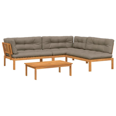 vidaXL Salon de jardin 4 pièces en palettes avec coussins Bois d'acacia