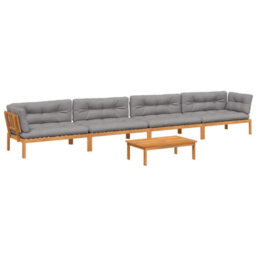 vidaXL Ensemble de canapé de jardin 5 pièces en palettes avec coussins bois d'acacia