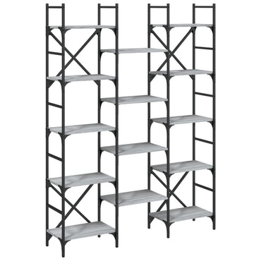 vidaXL Bücherregal Grau Sonoma 127,5x28,5x172,5 cm Holzwerkstoff