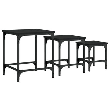 vidaXL Satztische 3 Stk. Schwarz Holzwerkstoff