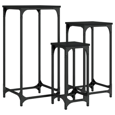 vidaXL Satztische 3 Stk. Schwarz Holzwerkstoff
