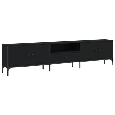 vidaXL Meuble TV avec tiroir Noir 200x25x44 cm Bois d'ingénierie